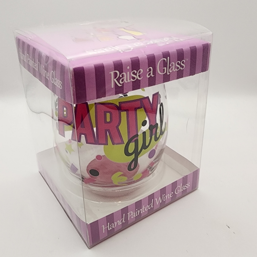 Handpainted Party Girl 20 oz Wine Glass New in original box
